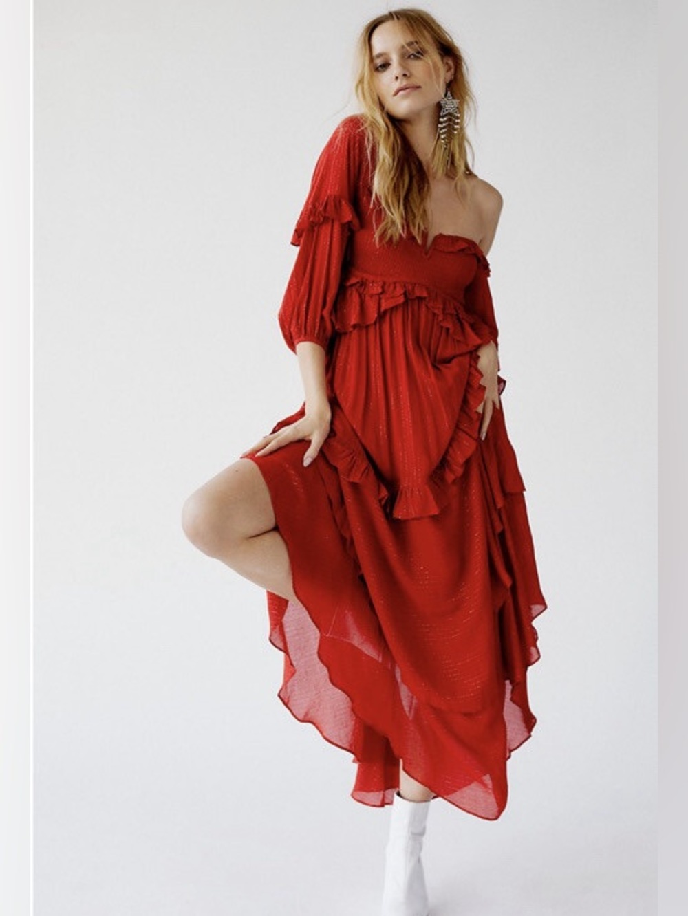 Free People X Spell & The Gypsy Clementine Mermaid Maxi Dress Red Sz XS Festival
